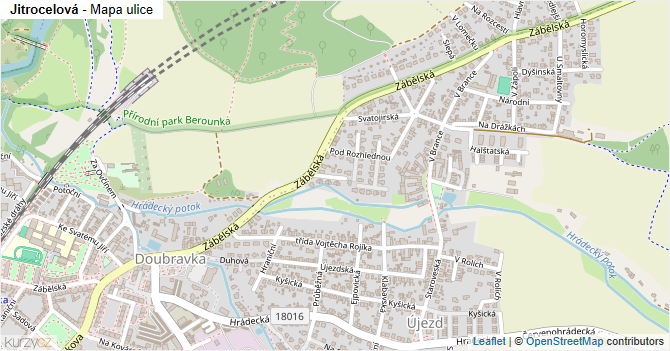 Jitrocelová - mapa ulice