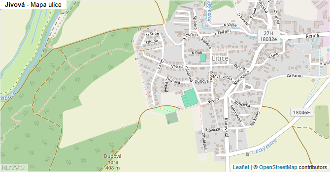 Jívová - mapa ulice