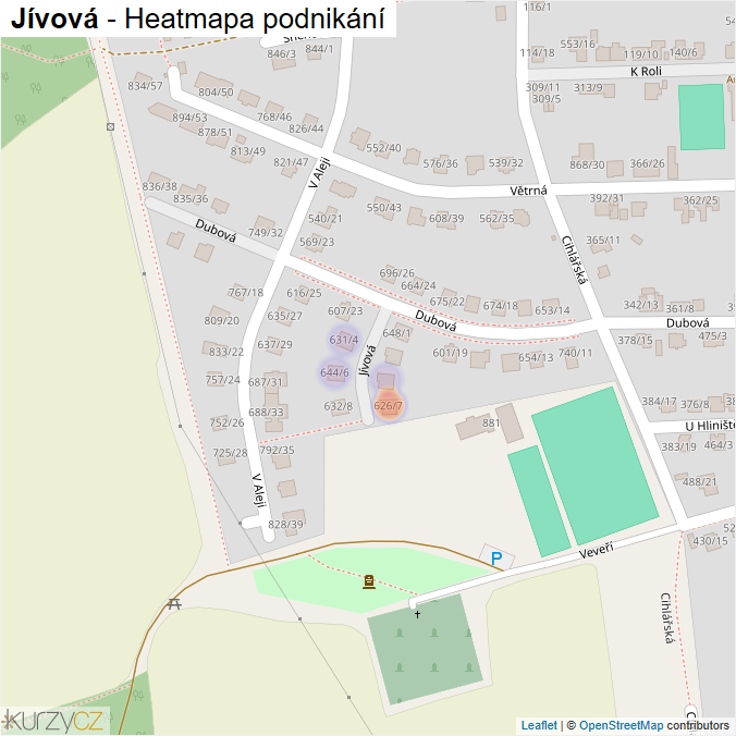 Mapa Jívová - Firmy v ulici.