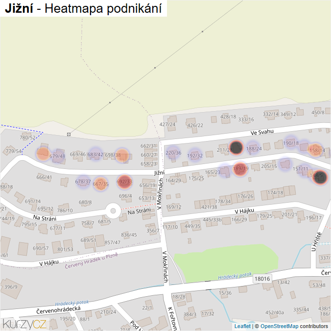 Mapa Jižní - Firmy v ulici.
