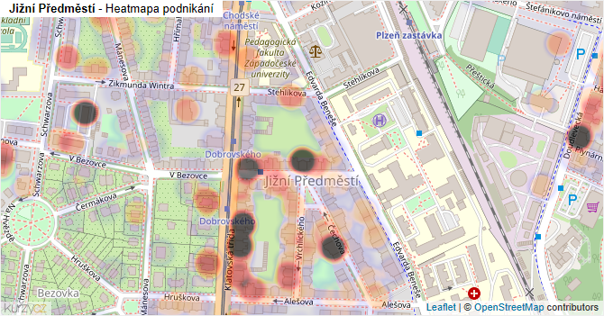Jižní Předměstí - mapa podnikání