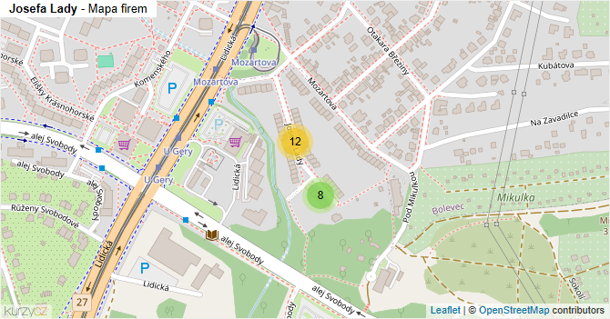 Josefa Lady - mapa firem