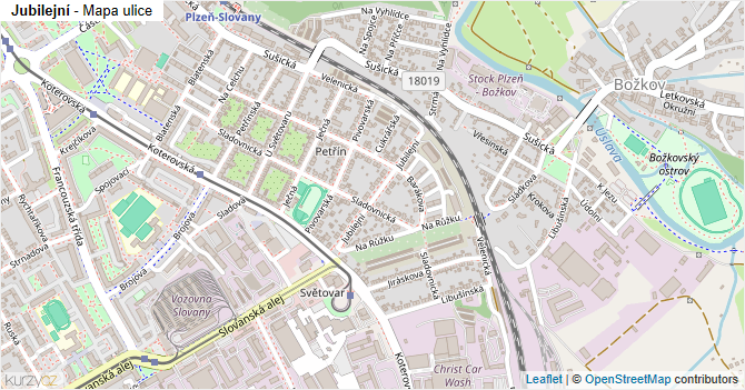 Jubilejní - mapa ulice