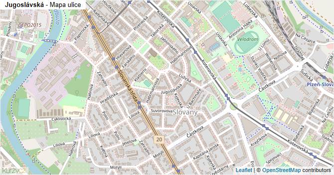 Jugoslávská - mapa ulice