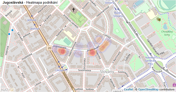 Jugoslávská - mapa podnikání
