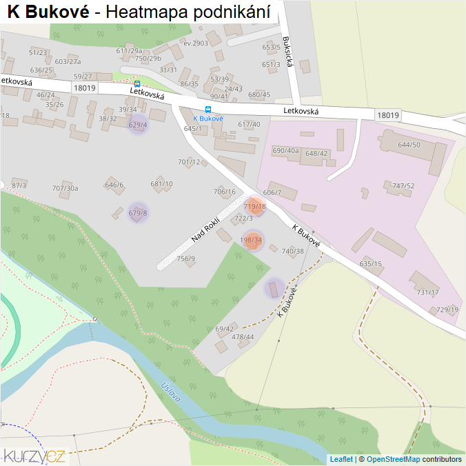 Mapa K Bukové - Firmy v ulici.