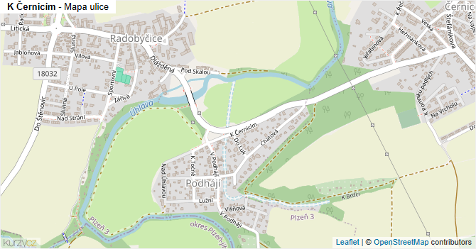 K Černicím - mapa ulice