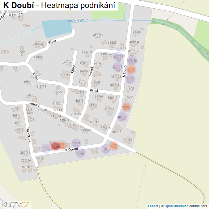 Mapa K Doubí - Firmy v ulici.