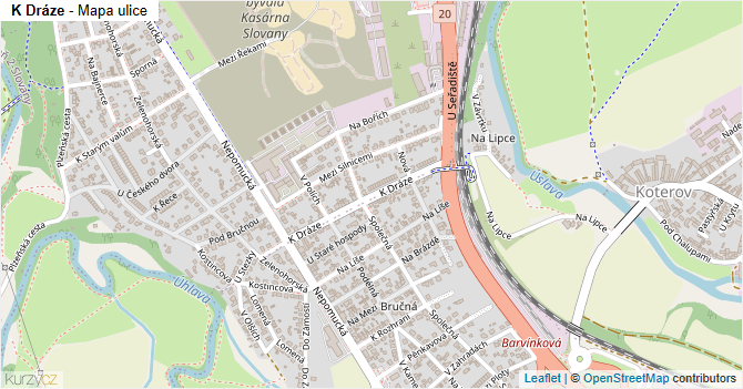 K Dráze - mapa ulice