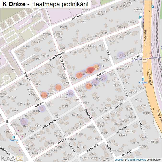 Mapa K Dráze - Firmy v ulici.