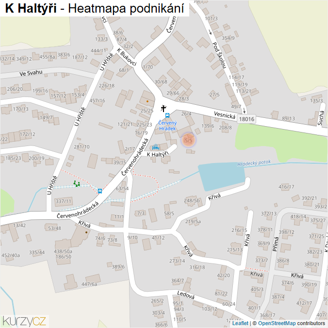 Mapa K Haltýři - Firmy v ulici.