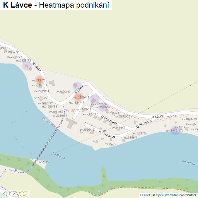 Mapa K Lávce - Firmy v ulici.