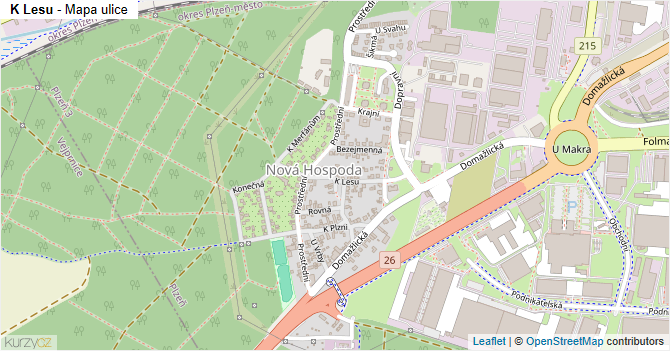 K Lesu - mapa ulice