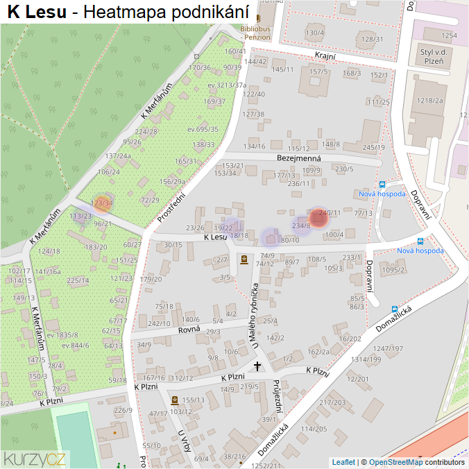 Mapa K Lesu - Firmy v ulici.