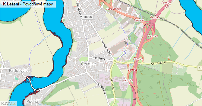 K Ležení - záplavové mapy stoleté vody