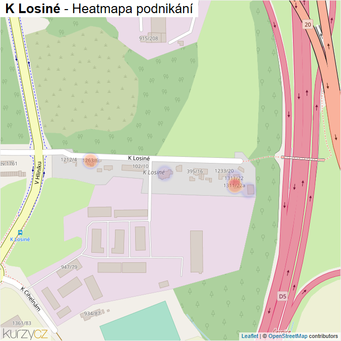 Mapa K Losiné - Firmy v ulici.