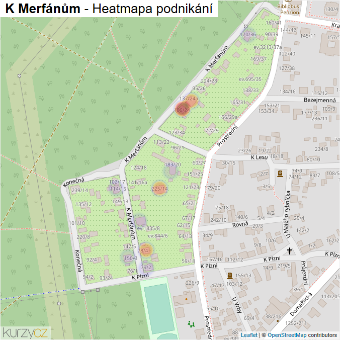 Mapa K Merfánům - Firmy v ulici.