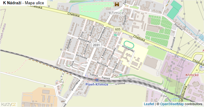K Nádraží - mapa ulice