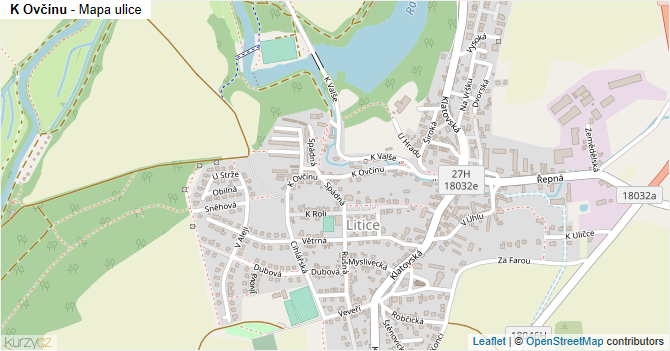 K Ovčínu - mapa ulice