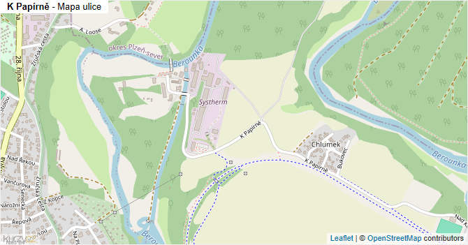 K Papírně - mapa ulice