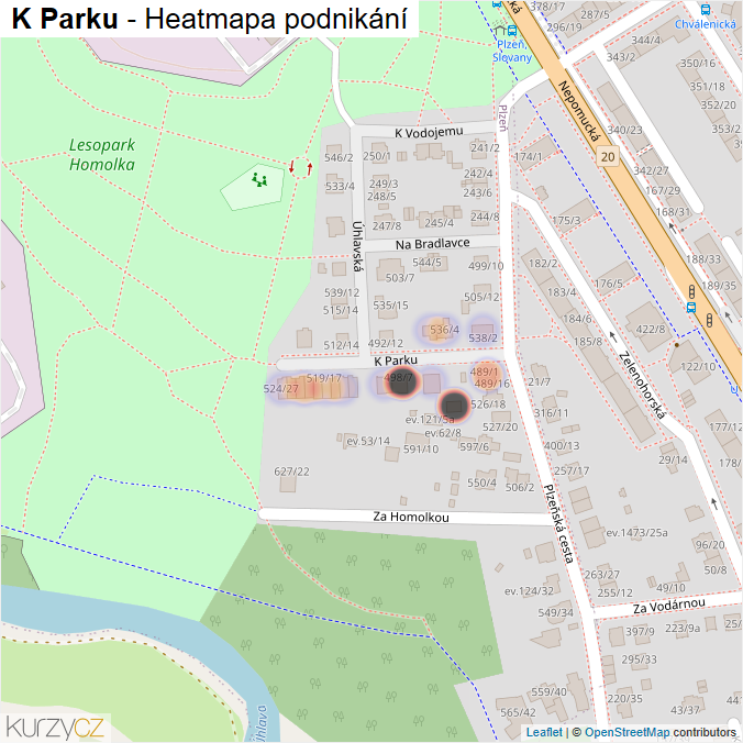 Mapa K Parku - Firmy v ulici.