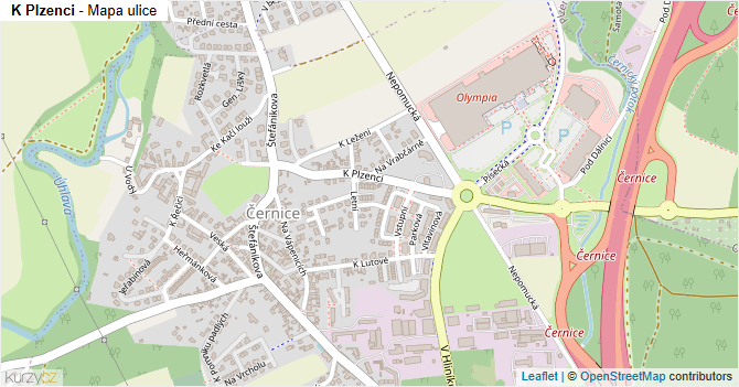 K Plzenci - mapa ulice