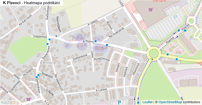 K Plzenci - mapa podnikání