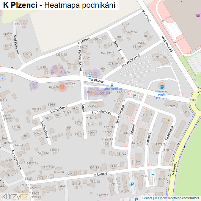 Mapa K Plzenci - Firmy v ulici.