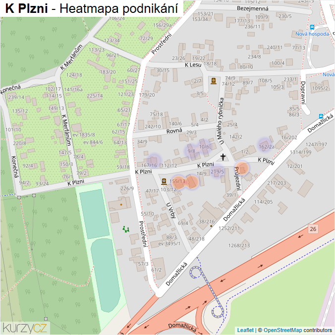 Mapa K Plzni - Firmy v ulici.