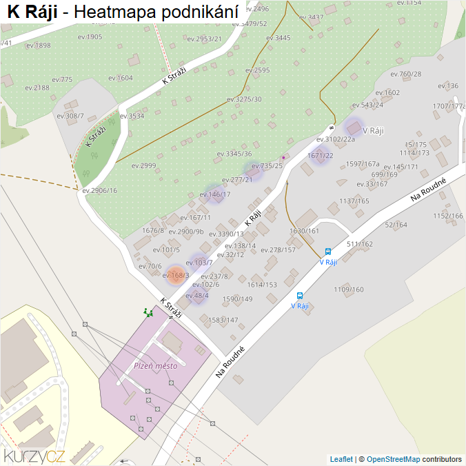 Mapa K Ráji - Firmy v ulici.