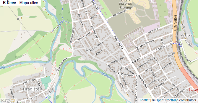 K Řece - mapa ulice