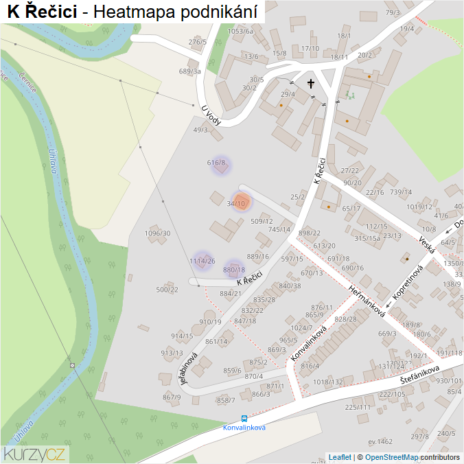 Mapa K Řečici - Firmy v ulici.