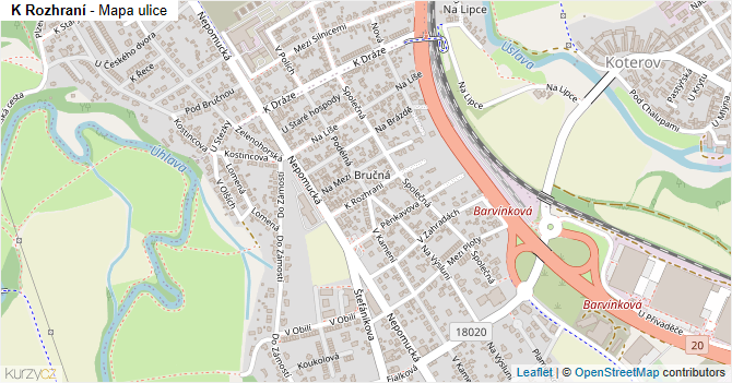 K Rozhraní - mapa ulice