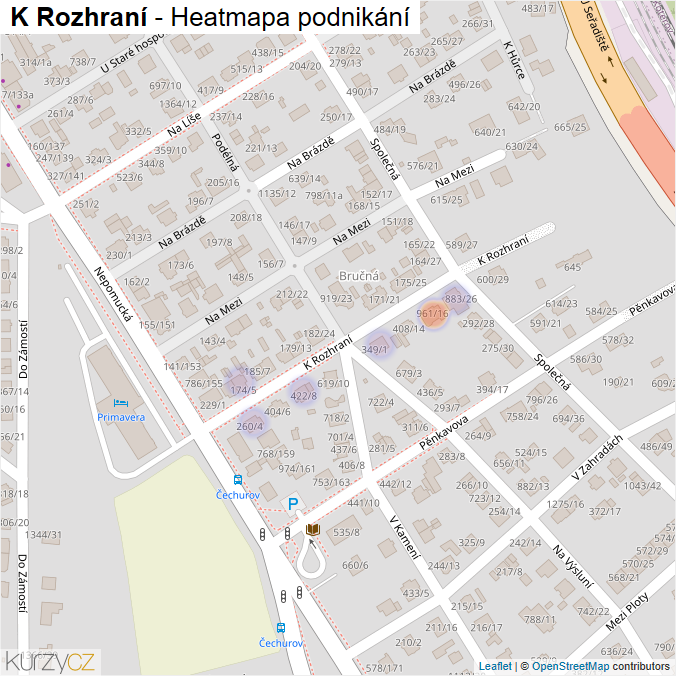 Mapa K Rozhraní - Firmy v ulici.