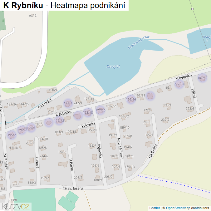 Mapa K Rybníku - Firmy v ulici.