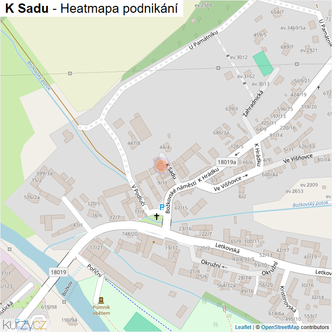 Mapa K Sadu - Firmy v ulici.