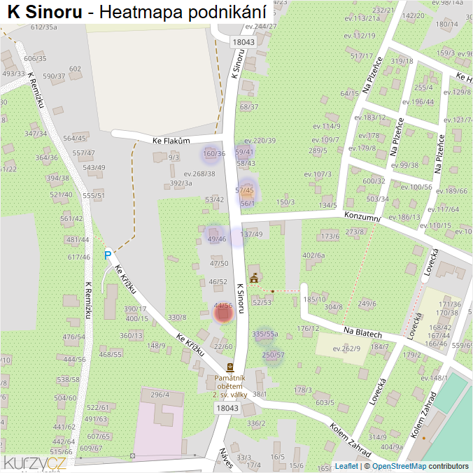 Mapa K Sinoru - Firmy v ulici.