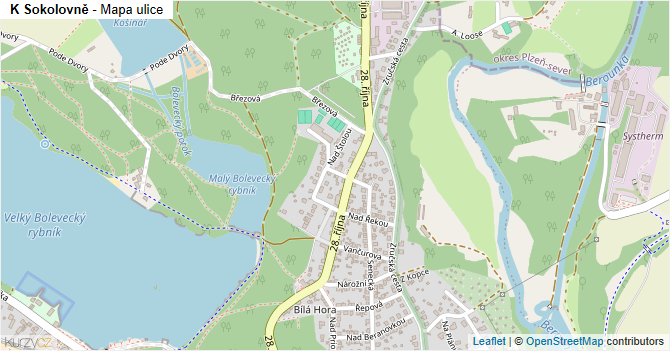K Sokolovně - mapa ulice