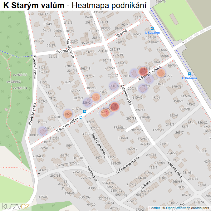 Mapa K Starým valům - Firmy v ulici.