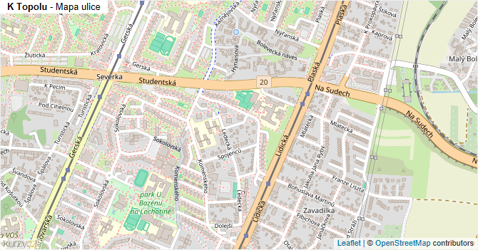 K Topolu - mapa ulice