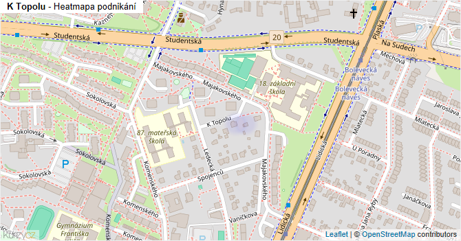 K Topolu - mapa podnikání
