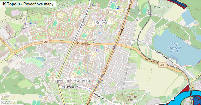 K Topolu - záplavové mapy stoleté vody