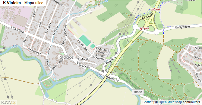K Vinicím - mapa ulice