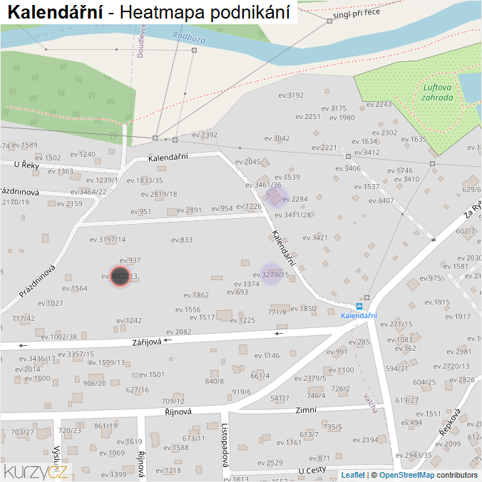 Mapa Kalendářní - Firmy v ulici.