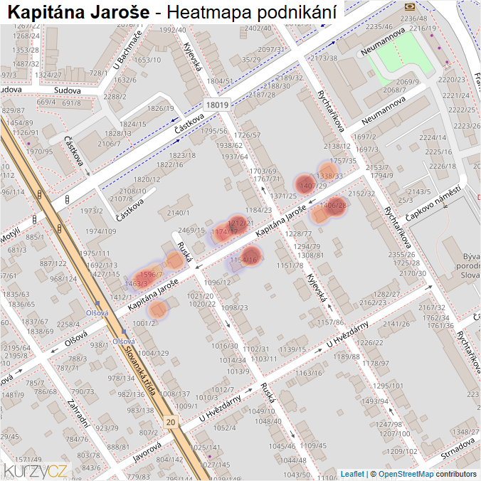 Mapa Kapitána Jaroše - Firmy v ulici.