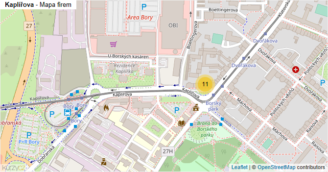 Kaplířova - mapa firem