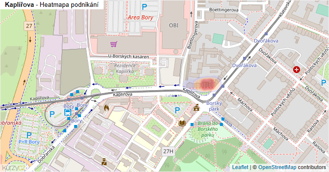 Kaplířova - mapa podnikání