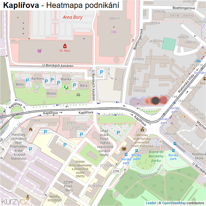 Mapa Kaplířova - Firmy v ulici.