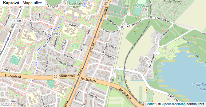 Kaprová - mapa ulice