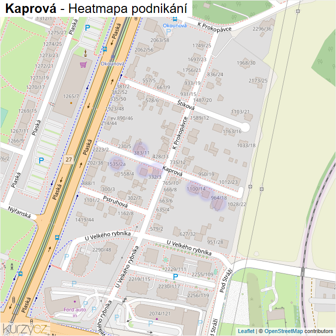 Mapa Kaprová - Firmy v ulici.